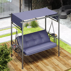 AECOJOY 2-in-1 Convertible Porch Swing Bed 3 Seat, Outdoor Patio Metal Pergola Swing