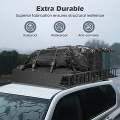 Naipo Roof Rack Cargo Basket, 500 lb, 64"x39"x6"extendable Roof Luggage Holder Rack with 4 U - Bolts for SUV/RV, Camping