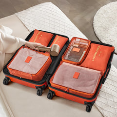 9 Piece Luggage Sets, Hard 20 24 28 in Luggage with 6 Pieces Organize Bags Travel Suitcases Sets with Wheels, Rosé