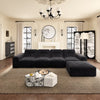 144" Oversized Modular Sectional Sofa, Deep Seat Chenille Cloud Couch with Chaise, L - Shaped Sparkling 5 Seat Sofa Couch for Living Room, Black