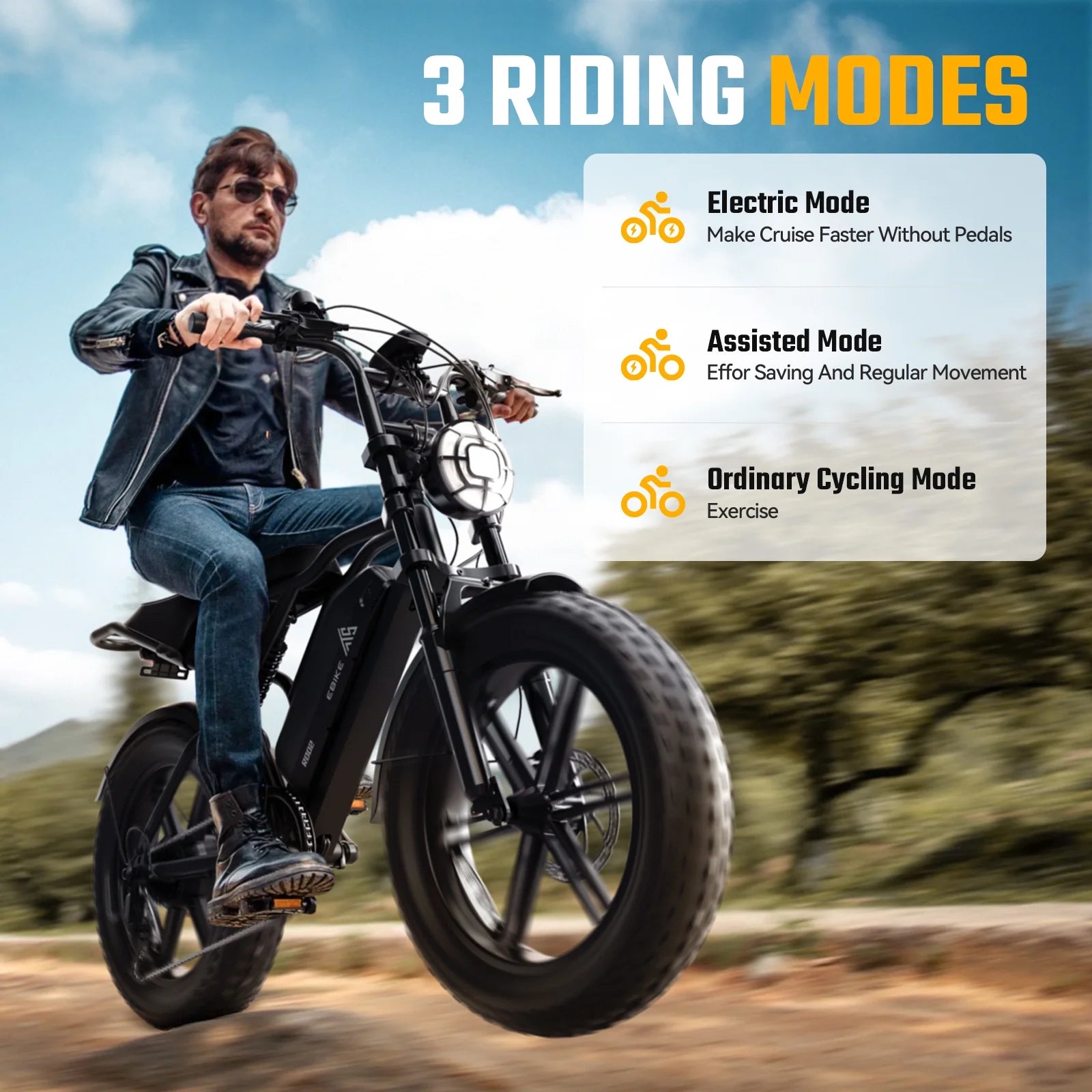 TST Electric Bike for Adults, 750W Peak 1500W Motor, 20"x4" Fat Tire, E Mountain Bike, 48V/15AH UL2849