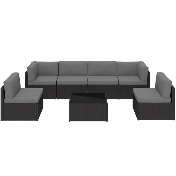 AECOJOY 7 Piece Outdoor Patio Furniture Set, Black & Dark Gray