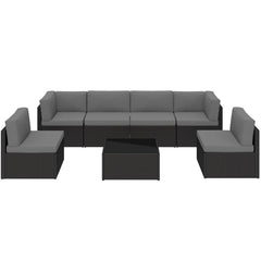 AECOJOY 7 Piece Outdoor Patio Furniture Set, Black & Dark Gray