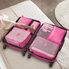 9 Piece Luggage Sets, Hard 20 24 28 in Luggage with 6 Pieces Organize Bags Travel Suitcases Sets with Wheels, Rosé