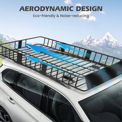 Naipo Roof Rack Cargo Basket, 500 lb, 64"x39"x6"extendable Roof Luggage Holder Rack with 4 U - Bolts for SUV/RV, Camping