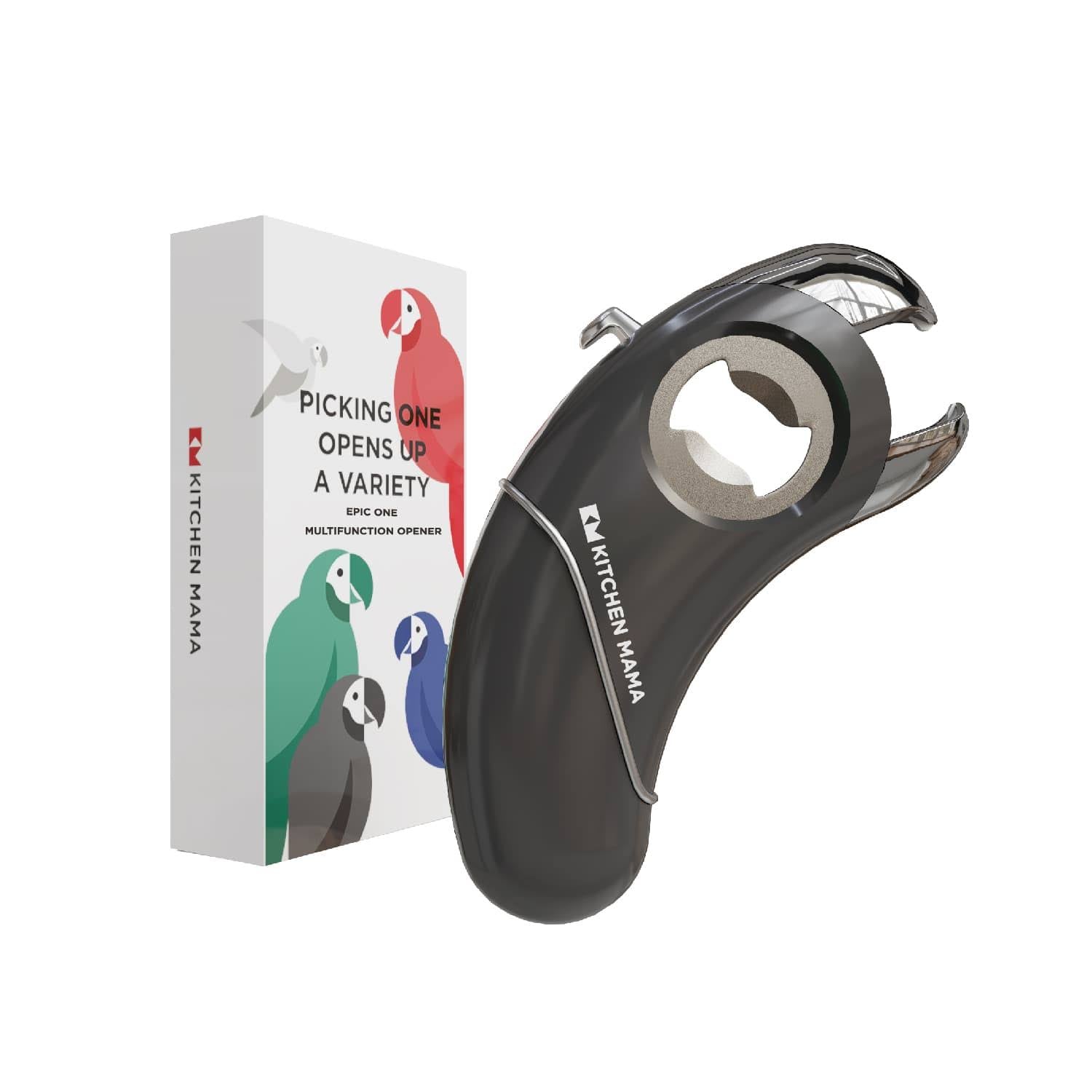 Kitchen Mama Epic One Multifunction Opener- Picking One Opens Up A Variety, Metal Gray