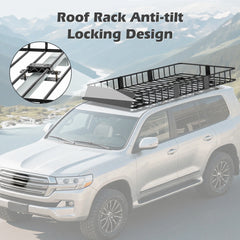 Naipo Roof Rack Cargo Basket, 500 lb, 64"x39"x6"extendable Roof Luggage Holder Rack with 4 U - Bolts for SUV/RV, Camping