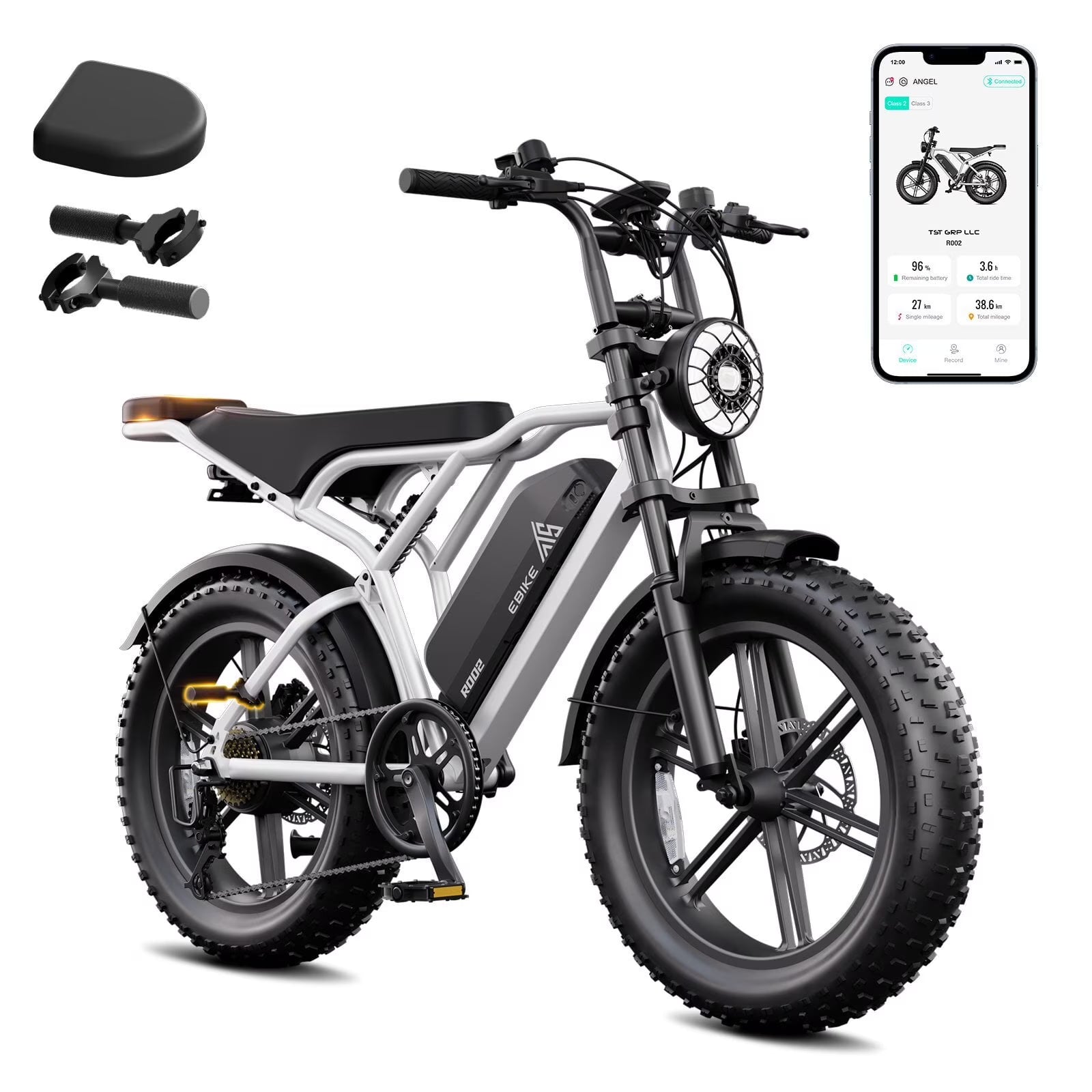 TST Electric Bike for Adults, 750W Peak 1500W Motor, 20"x4" Fat Tire, E Mountain Bike, 48V/15AH UL2849