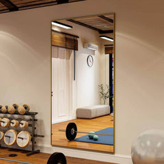 XRAMFY 30 in. W x 71 in. H Rectangular Gold Aluminum Alloy Framed Modern Oversized Wall Mirror