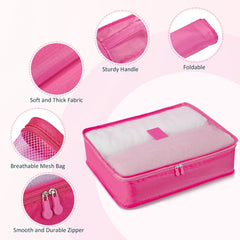 9 Piece Luggage Sets, Hard 20 24 28 in Luggage with 6 Pieces Organize Bags Travel Suitcases Sets with Wheels, Rosé