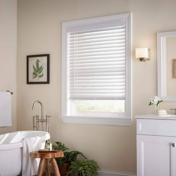 Home Decorators Collection Faux Wood Blinds White Cordless 2in Classic Durable Mounted Frame 22 x 72 inch