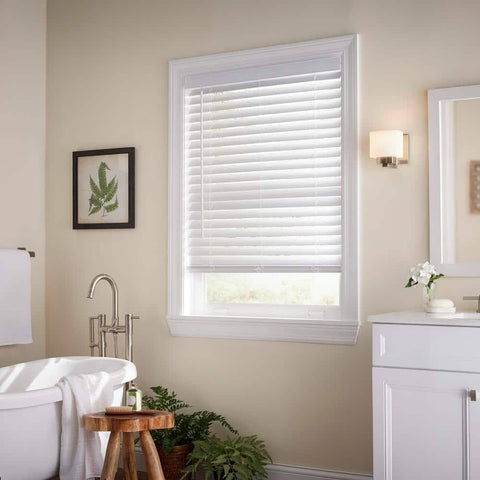 Home Decorators Collection Faux Wood Blinds White Cordless 2in Classic Durable Mounted Frame 22 x 72 inch