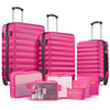 9 Piece Luggage Sets, Hard 20 24 28 in Luggage with 6 Pieces Organize Bags Travel Suitcases Sets with Wheels, Rosé