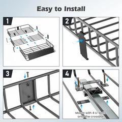 Naipo Roof Rack Cargo Basket, 500 lb, 64"x39"x6"extendable Roof Luggage Holder Rack with 4 U - Bolts for SUV/RV, Camping