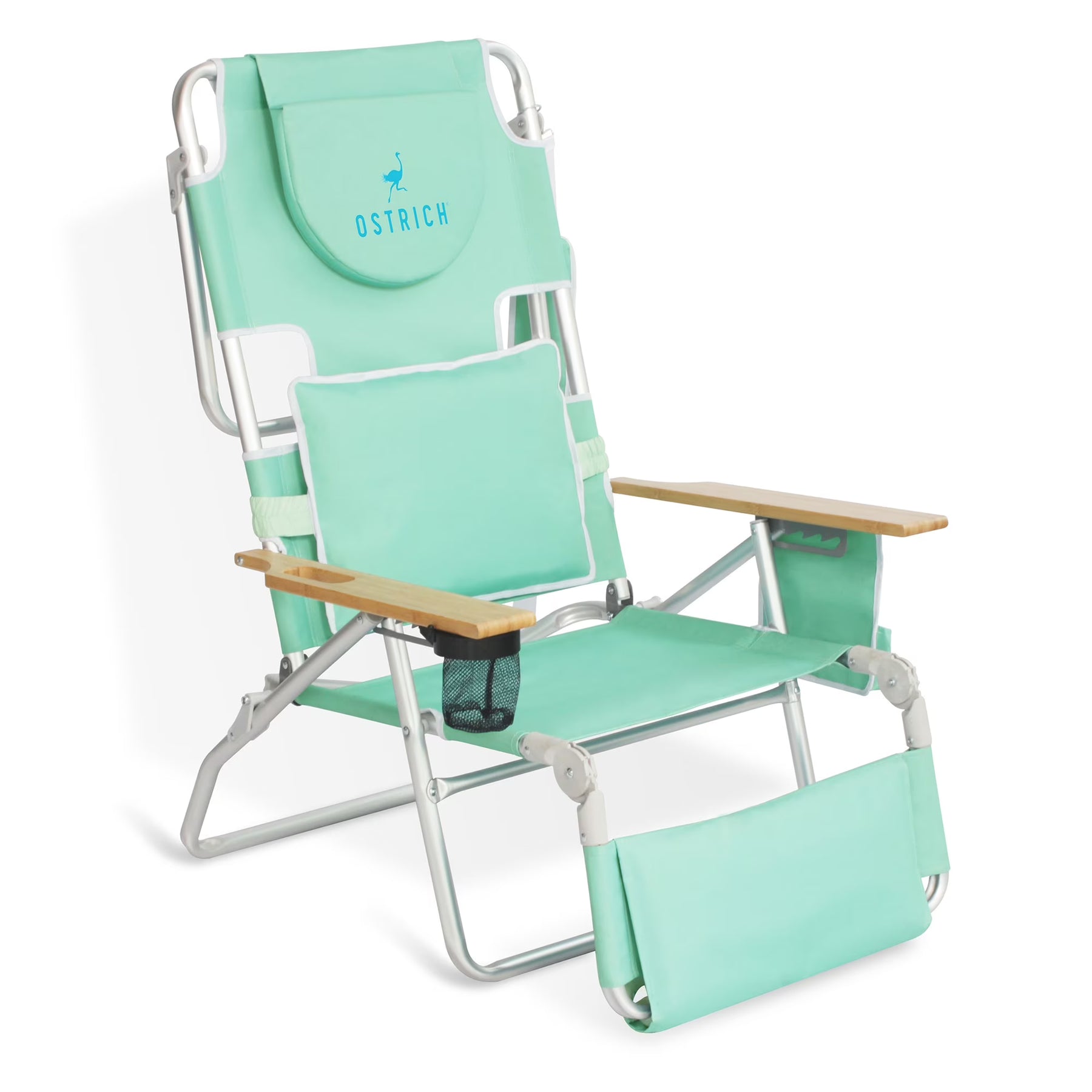 Open Box Ostrich Deluxe 3N1 Outdoor Lawn Beach Lounge Chair W/Footrest, Teal