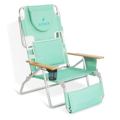 Open Box Ostrich Deluxe 3N1 Outdoor Lawn Beach Lounge Chair W/Footrest, Teal