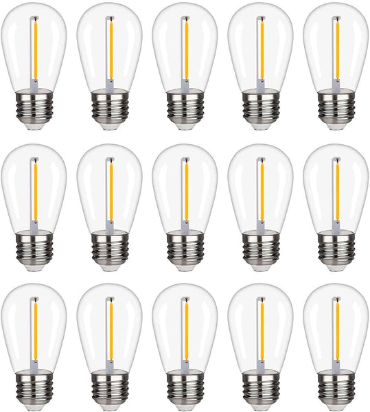 KGC Plastic S14 Replacement LED Edison Bulbs -1W Equivalent to 10W 2200K, No Glass Shatterproof & Waterproof LED Bulbs for Outdoor String Light, E26