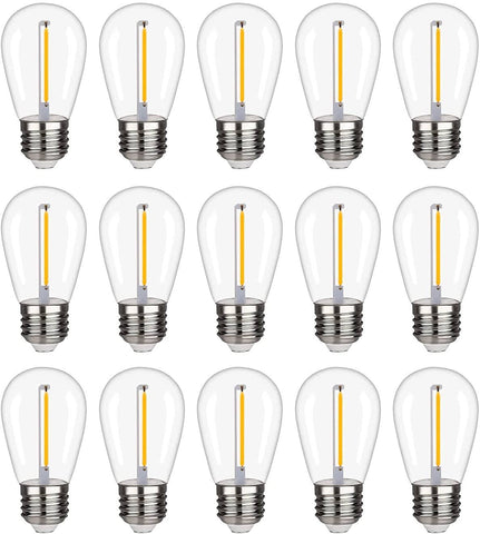 KGC Plastic S14 Replacement LED Edison Bulbs -1W Equivalent to 10W 2200K, No Glass Shatterproof & Waterproof LED Bulbs for Outdoor String Light, E26