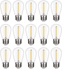 KGC Plastic S14 Replacement LED Edison Bulbs -1W Equivalent to 10W 2200K, No Glass Shatterproof & Waterproof LED Bulbs for Outdoor String Light, E26