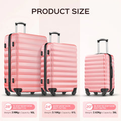 9 Piece Luggage Sets, Hard 20 24 28 in Luggage with 6 Pieces Organize Bags Travel Suitcases Sets with Wheels, Rosé