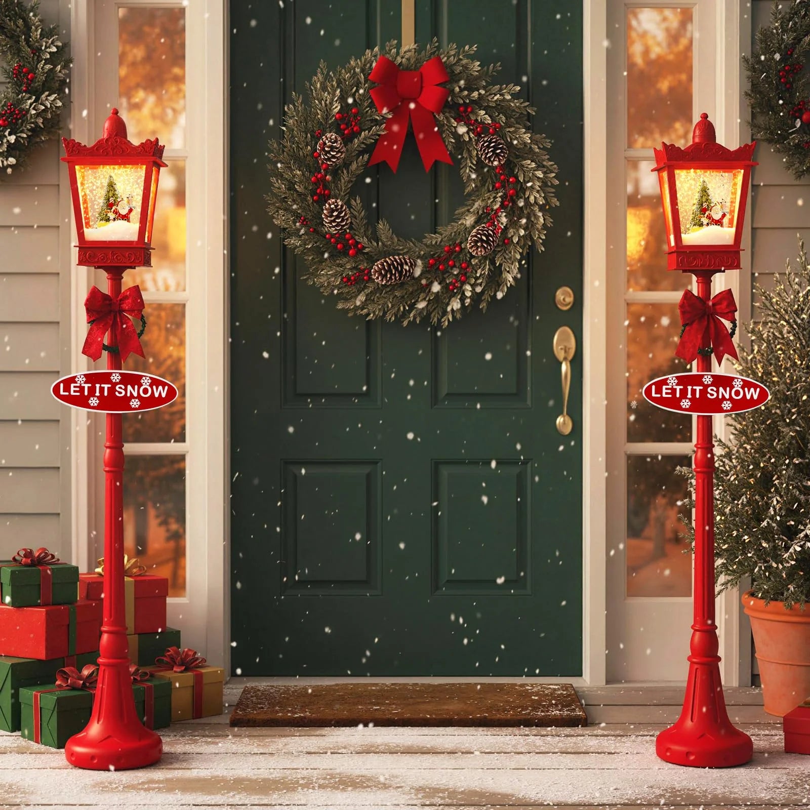 Tangkula 8 ft Musical Christmas Street Light Indoor/Outdoor Lamp Post with Warm White LEDs