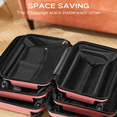 9 Piece Luggage Sets, Hard 20 24 28 in Luggage with 6 Pieces Organize Bags Travel Suitcases Sets with Wheels, Rosé