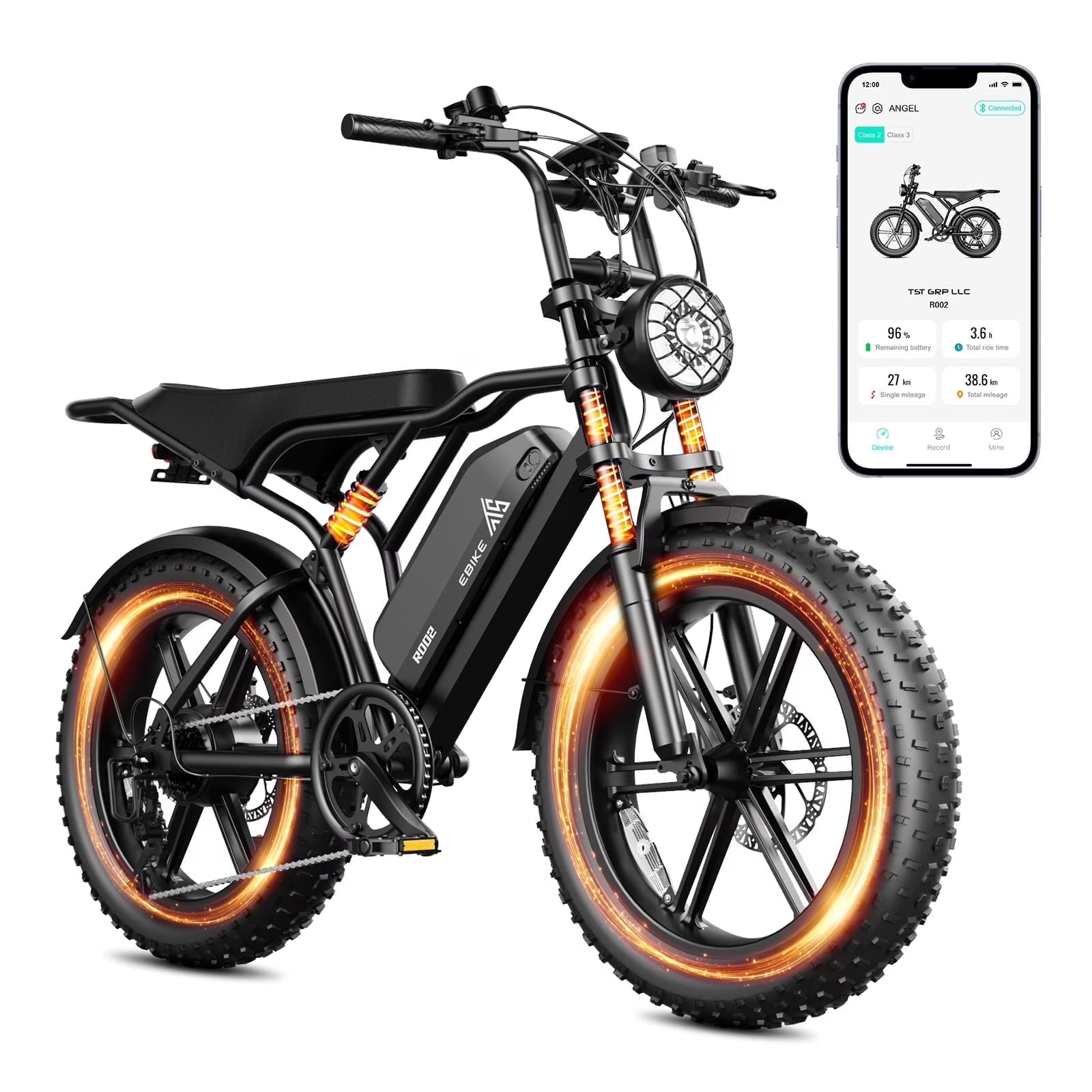 TST Electric Bike for Adults, 750W Peak 1500W Motor, 20"x4" Fat Tire, E Mountain Bike, 48V/15AH UL2849