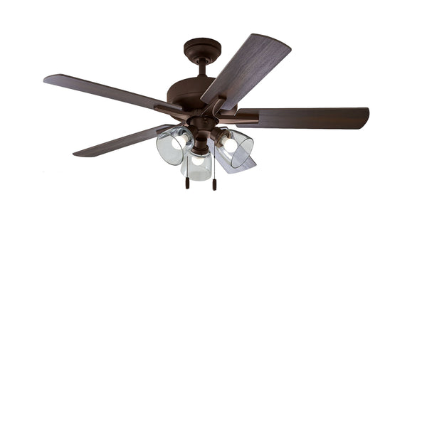 Better Homes & Gardens 52" Bronze Coastal Ceiling Fan, 5 Reversible Blade, 3 LED Bulbs Included