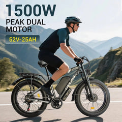 3000w（peak)Motor 190NM Electric Bike SMLRO MX500 for Adults, with 52v25ah Battery E Bicycles, 24" Fat Tire All - Terrain Electric Bicycle for Adult, Max 37MPH Ebike, 7 - Speed UL2849
