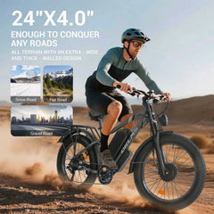 3000w（peak)Motor 190NM Electric Bike SMLRO MX500 for Adults, with 52v25ah Battery E Bicycles, 24" Fat Tire All - Terrain Electric Bicycle for Adult, Max 37MPH Ebike, 7 - Speed UL2849