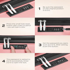 9 Piece Luggage Sets, Hard 20 24 28 in Luggage with 6 Pieces Organize Bags Travel Suitcases Sets with Wheels, Rosé