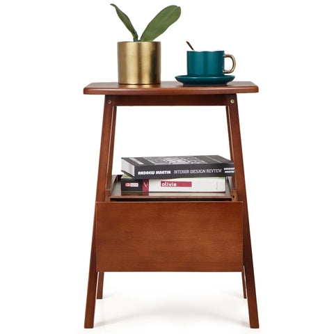 AECOJOY Nightstand with Drawer and Storage Shelf, Bamboo Bed Side Table
