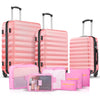 9 Piece Luggage Sets, Hard 20 24 28 in Luggage with 6 Pieces Organize Bags Travel Suitcases Sets with Wheels, Rosé
