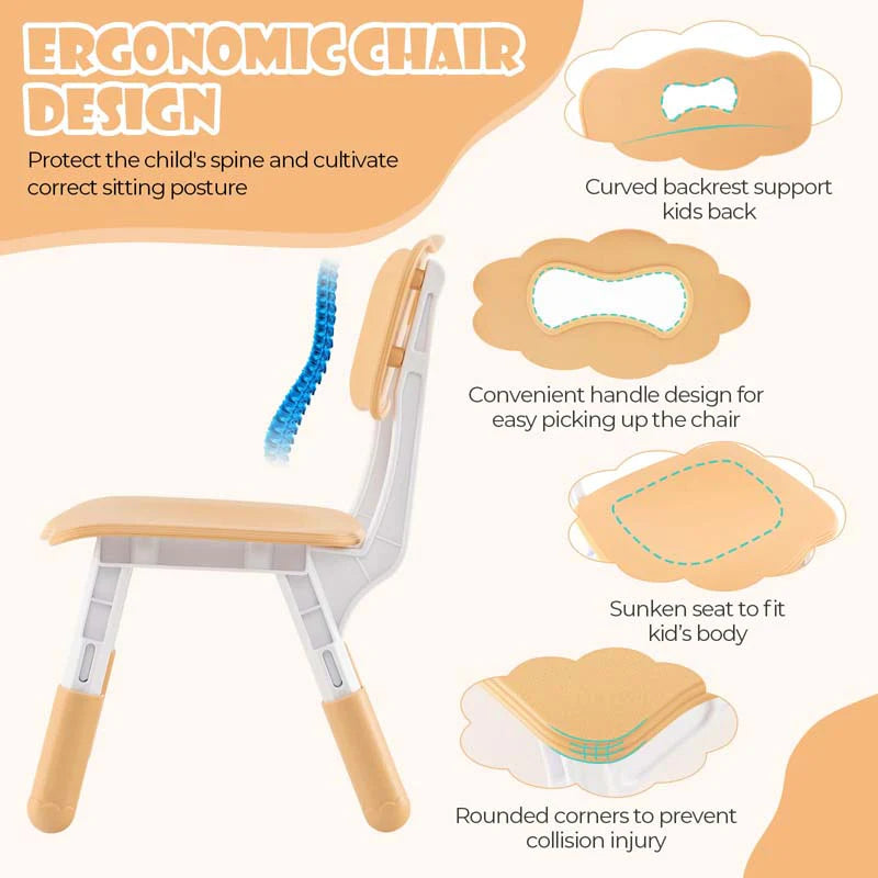 Kids Table and 4 Chairs Set, Height Adjustable Toddler Art Activity Desk with 4 Seats & Graffiti Desktop for Home, Daycare & Playroom