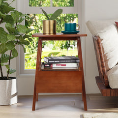 AECOJOY Nightstand with Drawer and Storage Shelf, Bamboo Bed Side Table