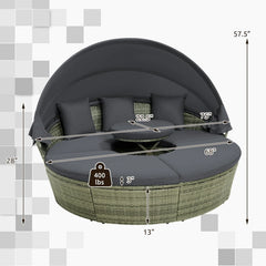 Tangkula Patio Round Daybed with Retractable Canopy(Grey)