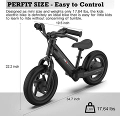 Hiboy BK1 Electric Bike for Kids Ages 3 - 5 Years, 24V 100W Electric Balance Bike 12 in Inflatable Tire Adjustable Seat, Electric Bicycle Gift for Kids