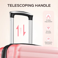 9 Piece Luggage Sets, Hard 20 24 28 in Luggage with 6 Pieces Organize Bags Travel Suitcases Sets with Wheels, Rosé