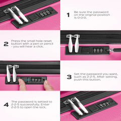 9 Piece Luggage Sets, Hard 20 24 28 in Luggage with 6 Pieces Organize Bags Travel Suitcases Sets with Wheels, Rosé