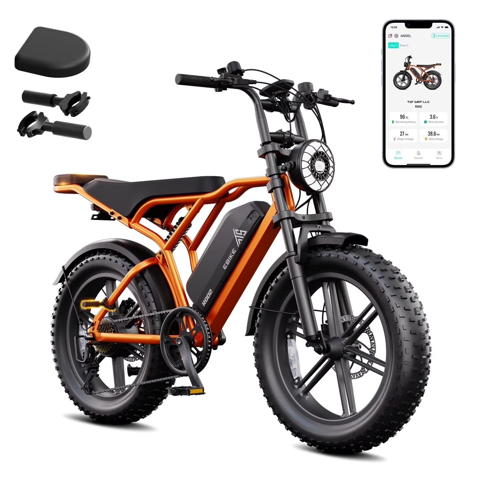 TST Electric Bike for Adults, 750W Peak 1500W Motor, 20"x4" Fat Tire, E Mountain Bike, 48V/15AH UL2849