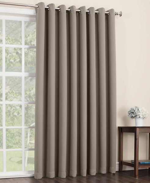 Sun Zero Jonah Extra Wide Blackout Patio Curtain Panel Stone