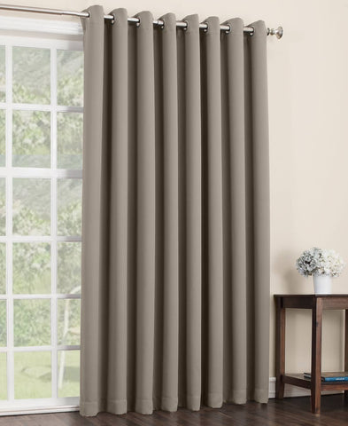Sun Zero Jonah Extra Wide Blackout Patio Curtain Panel Stone