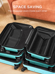 9 Piece Luggage Sets, Hard 20 24 28 in Luggage with 6 Pieces Organize Bags Travel Suitcases Sets with Wheels, Rosé