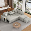 87" Modular Sectional Sleeper Sofa with Pull Out Bed, Convertible L - Shaped Couch with Ottoman, USB Ports and Two Cup Holders for Living Room, Apartment, Bedroom, Gray