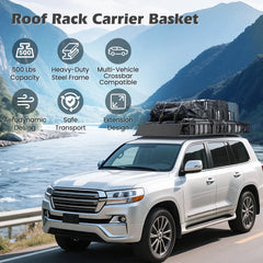 Naipo Roof Rack Cargo Basket, 500 lb, 64"x39"x6"extendable Roof Luggage Holder Rack with 4 U - Bolts for SUV/RV, Camping