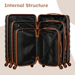9 Piece Luggage Sets, Hard 20 24 28 in Luggage with 6 Pieces Organize Bags Travel Suitcases Sets with Wheels, Rosé