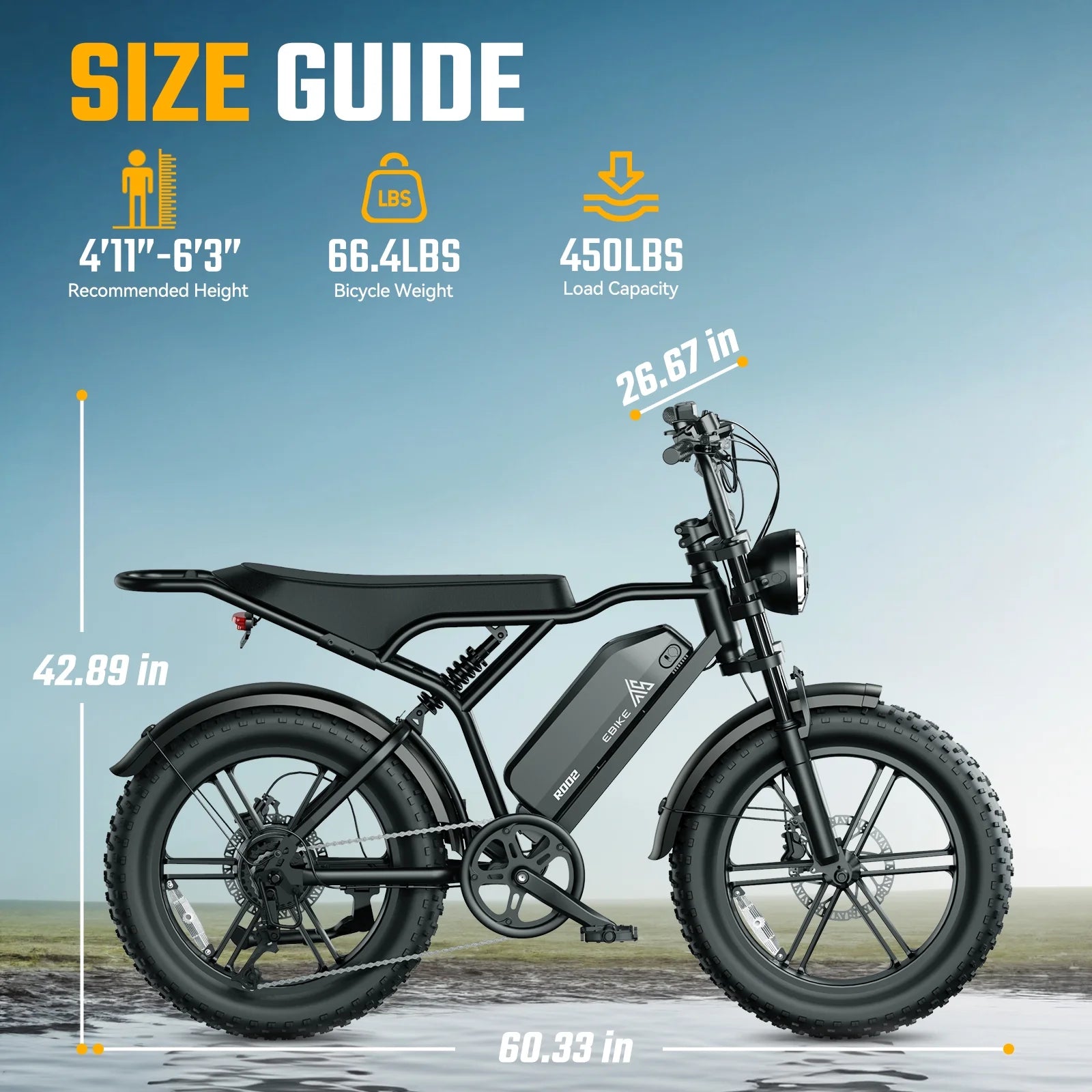 TST Electric Bike for Adults, 750W Peak 1500W Motor, 20"x4" Fat Tire, E Mountain Bike, 48V/15AH UL2849