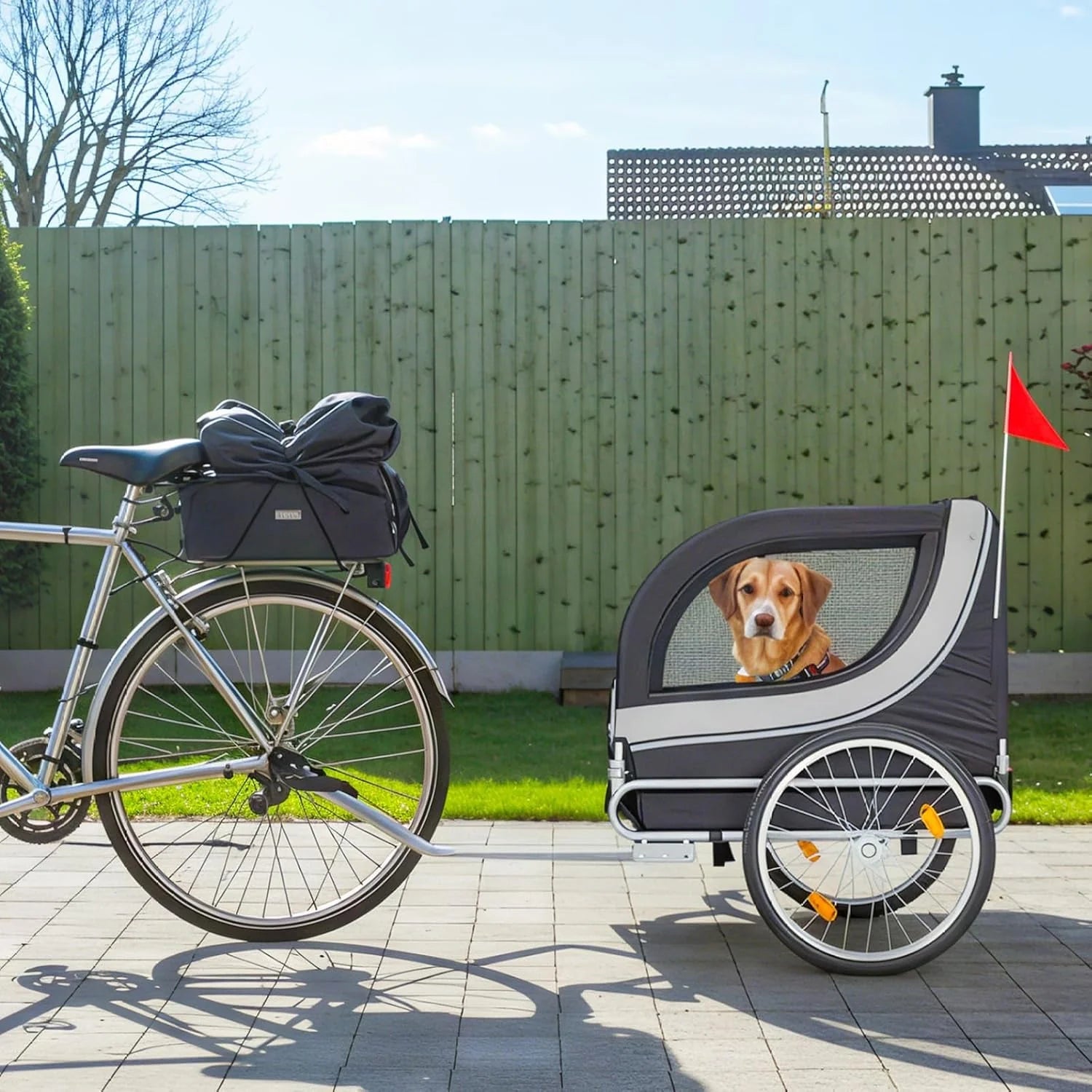 AECOJOY Dog Bike Trailer, Large 55'' Pet Bicycle Carrier for Small and Medium Dogs