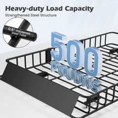 Naipo Roof Rack Cargo Basket, 500 lb, 64"x39"x6"extendable Roof Luggage Holder Rack with 4 U - Bolts for SUV/RV, Camping